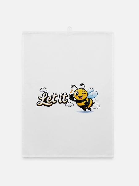 Let It Bee – Fröhliche Biene - Organic Geschirrtuch - Weiß - Vorne