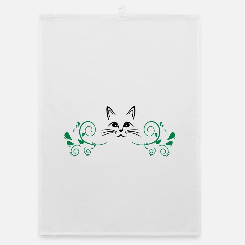 Cat between garlands Organic dish towel