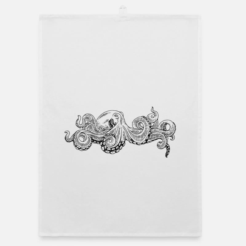 Octopus - Octopus Black Pattern Organic dish towel