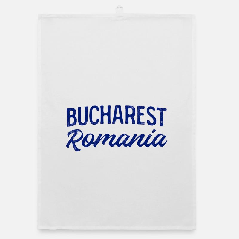 Bucharest Romania Hand Lettering Organic dish towel