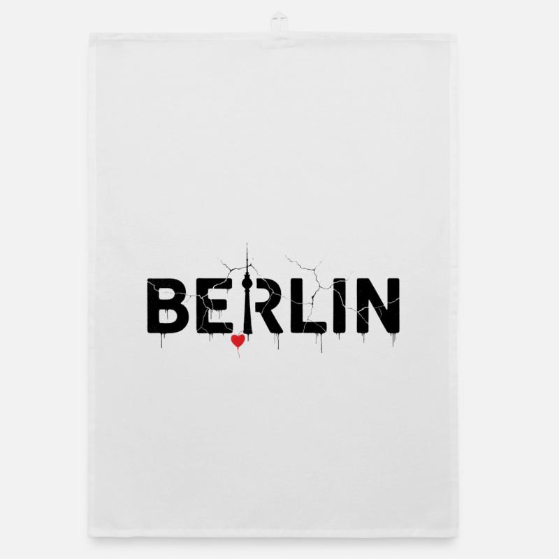 L’horizon de Berlin avec des éclairs et du cœur Torchon bio