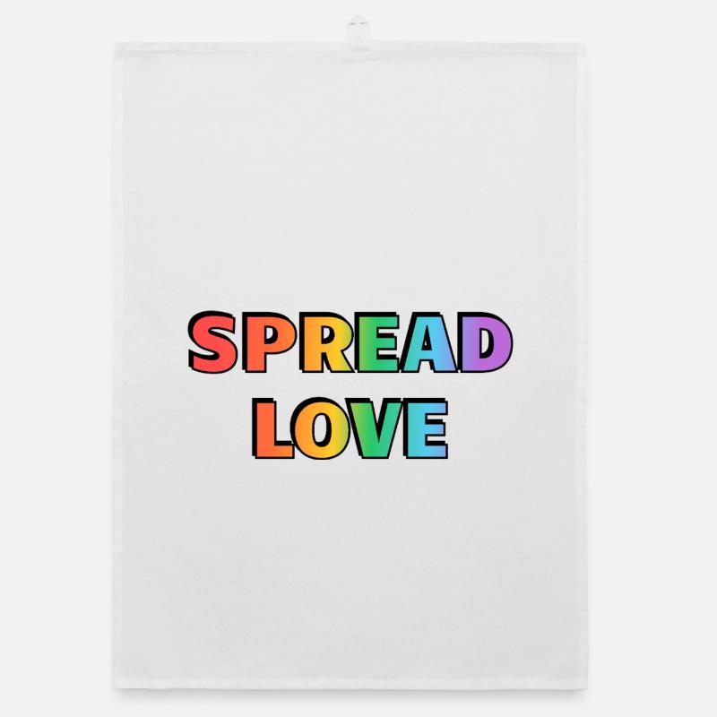 Spread Love Rainbow Typography Organic dish towel
