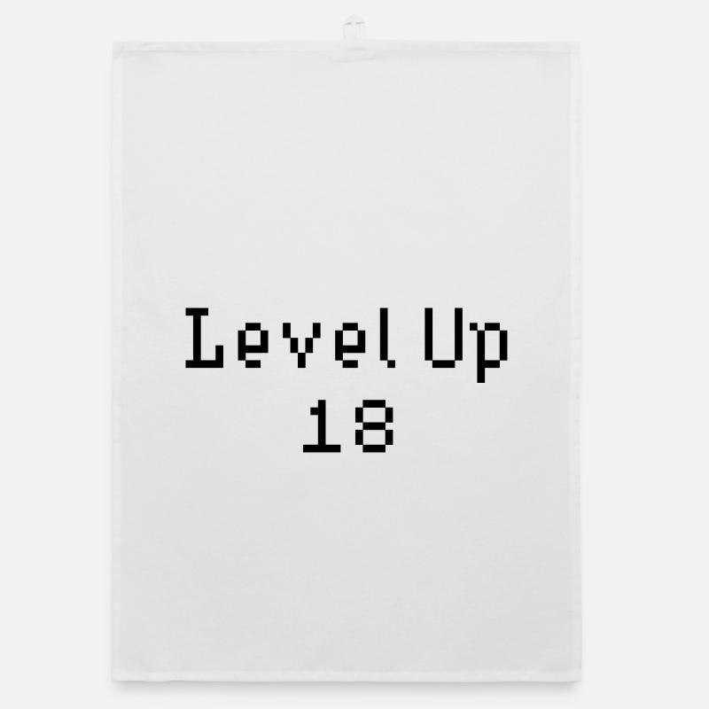 Level Up - 18. Geburtstag - Organic Geschirrtuch - Weiß