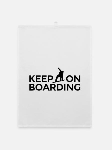 Keep on Boarding Après-Ski Snowboarder Snowboard - Organic Geschirrtuch - Weiß - Vorne
