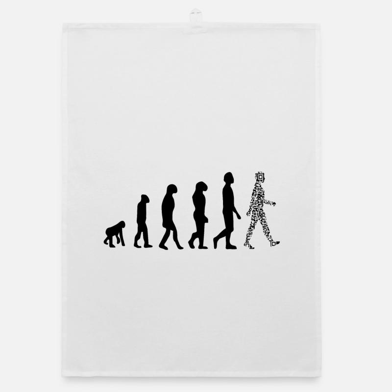 Evolution QR Code - Humor Gesundheits-Pass - Organic Geschirrtuch - Weiß