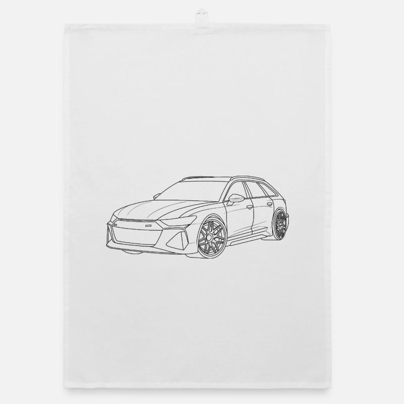 Auto Outline simpel - Organic Geschirrtuch - Weiß
