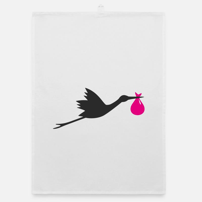 Klapperstorch Storch Mädchen rosa Organic Geschirrtuch