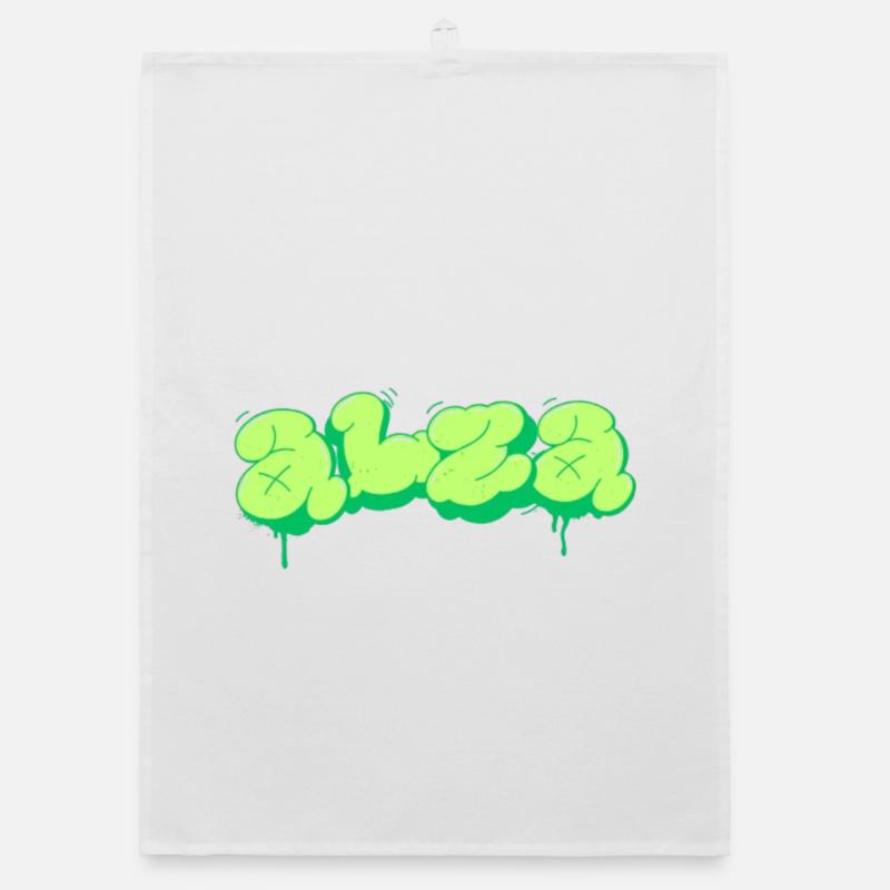 Conception de style graffiti vert vif Torchon bio