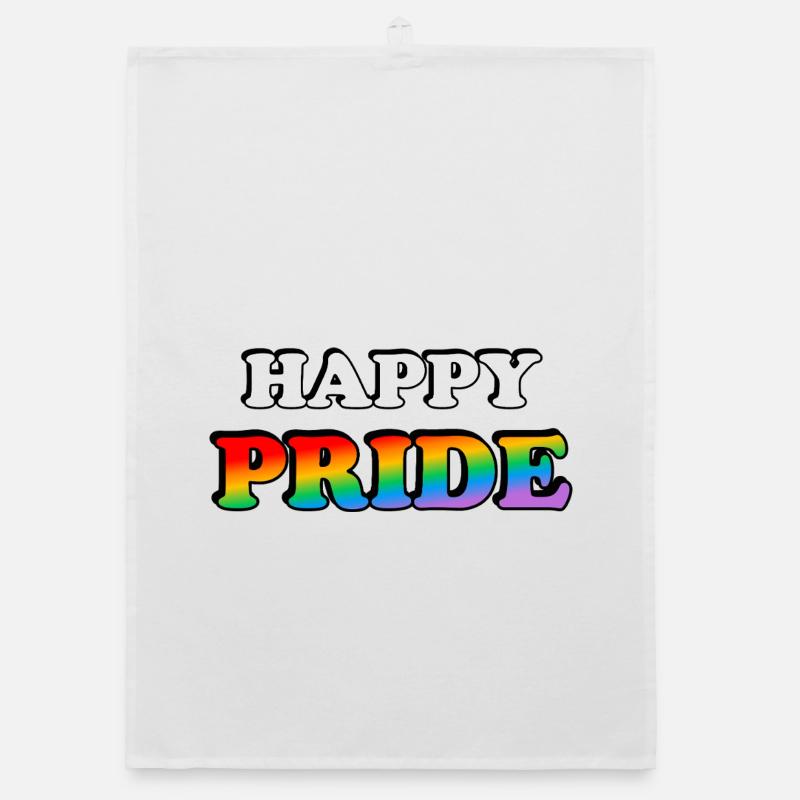 Pride Rainbow Text Design Organic dish towel