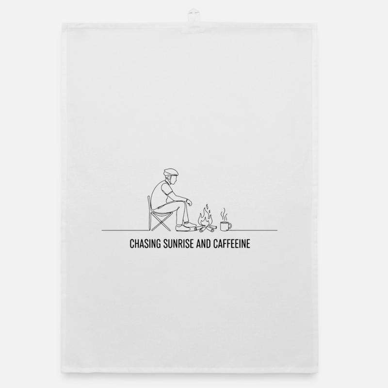 Chasing Sunrise and Caffeine Cyclist Art Organic dish towel