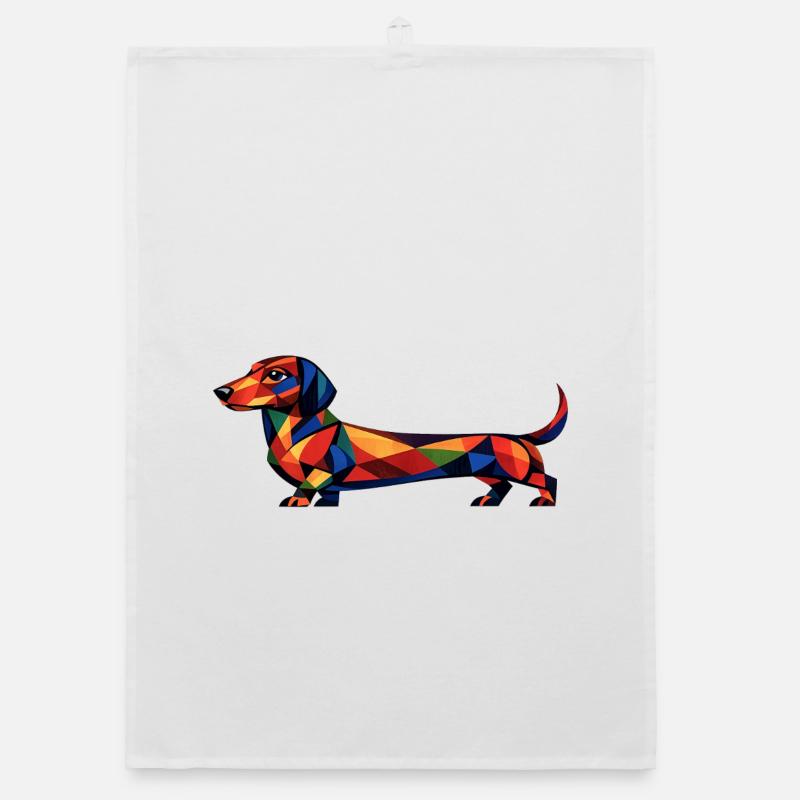 Geometric Dachshund Organic dish towel