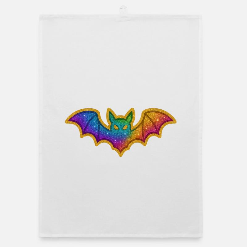 Rainbow Glitter Bat Organic dish towel
