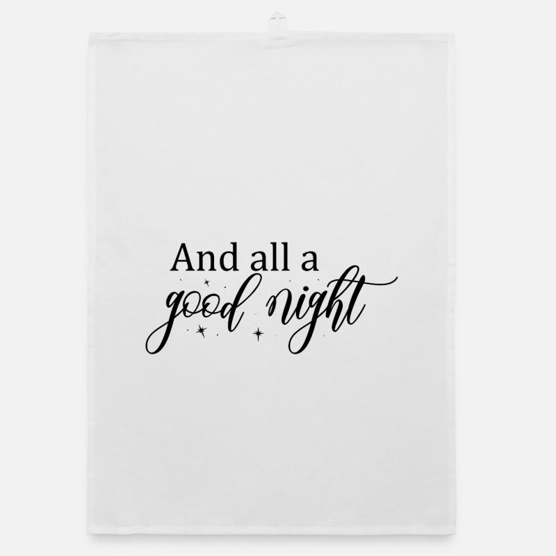 Gute Nacht Script mit Sternen - Organic Geschirrtuch - Weiß