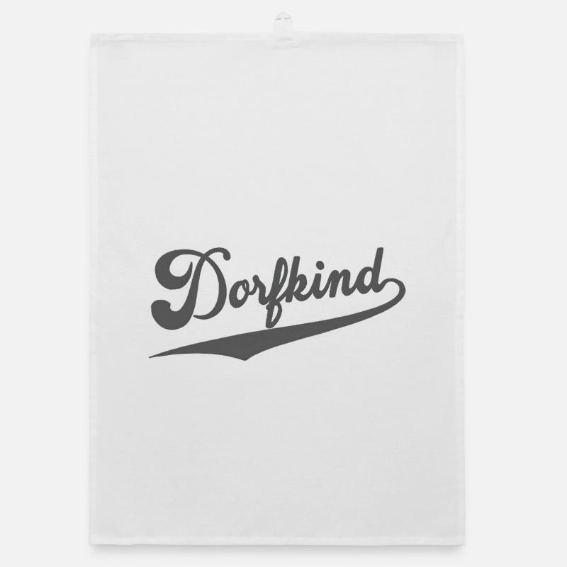 Dorfkind Design – Retro Script Logo mit Schwung Organic Geschirrtuch