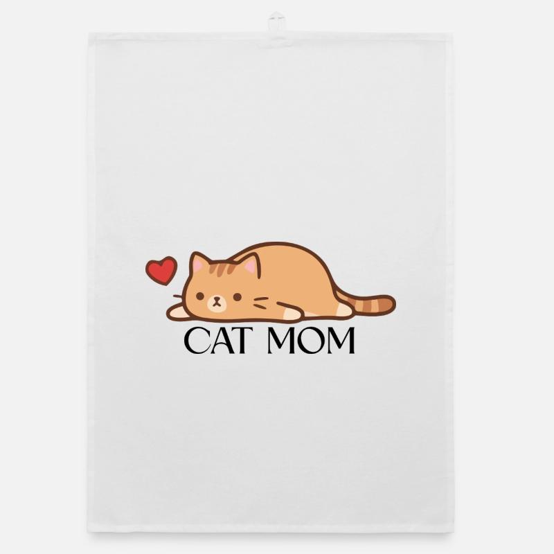 CAT MOM - Organic Geschirrtuch - Weiß