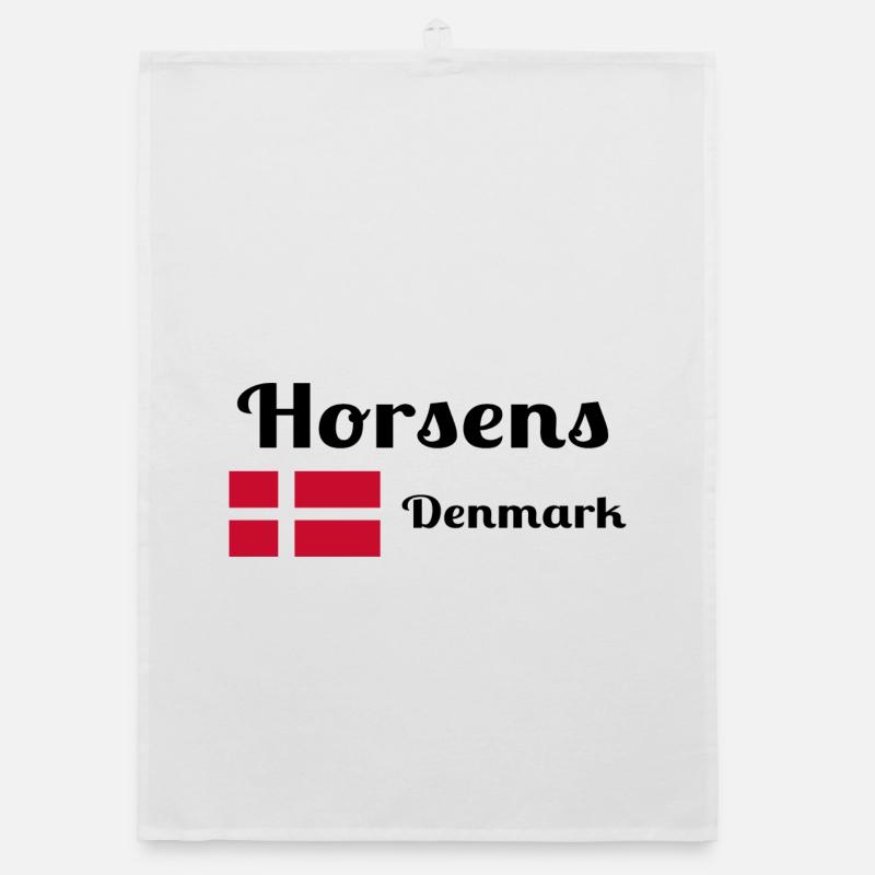 Horsens Danemark - Imprimés élégants - Torchon bio - blanc