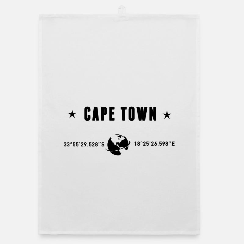 Cape Town Coordinates Black Typography Organic dish towel