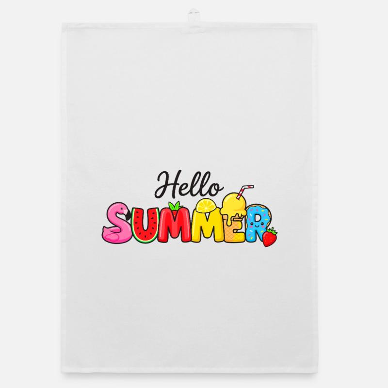 Hello Summer Fruit Letters Organic dish towel