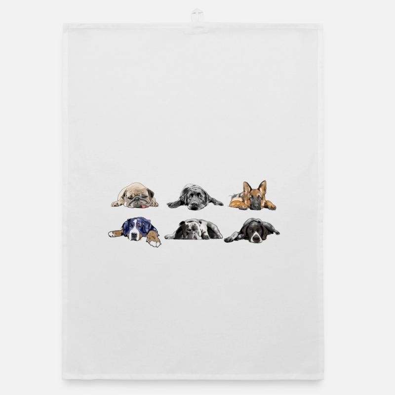 Mops Labrador Schäferhund Berner Bulldog Pointer - Organic Geschirrtuch - Weiß