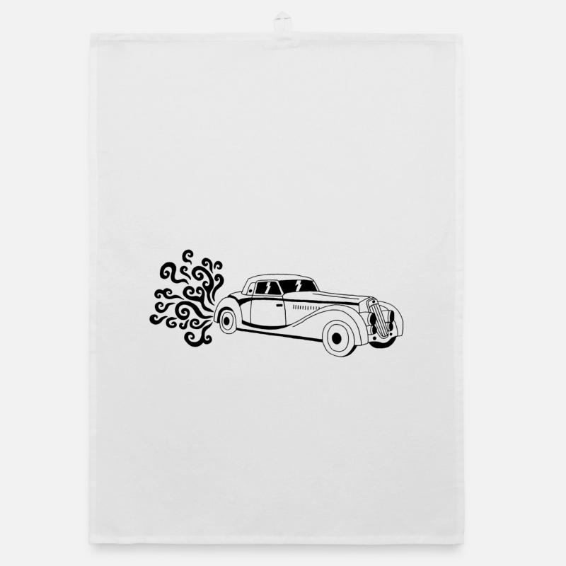 Schwarzer Oldtimer Organic Geschirrtuch