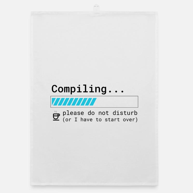 Funny Programmer T-Shirt - Compiling Please Organic dish towel