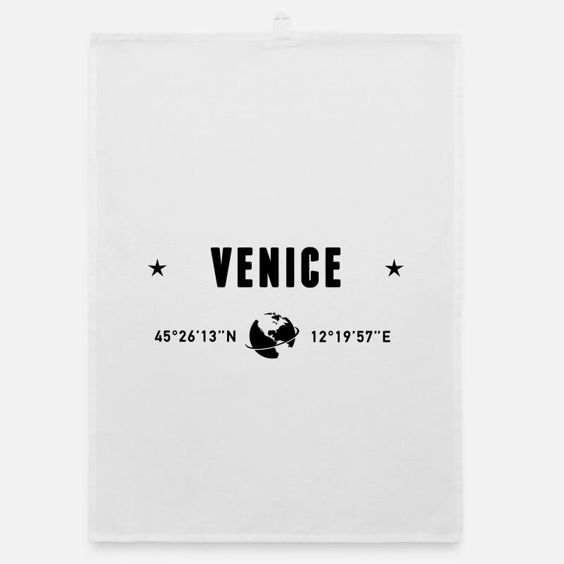 Venice Italy Coordinates Gps Globe Organic dish towel