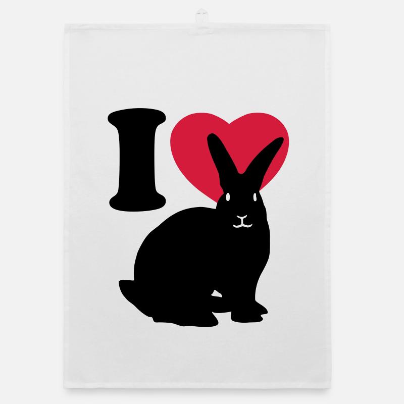 I love rabbits - J'aime des lapins - Torchon bio - blanc