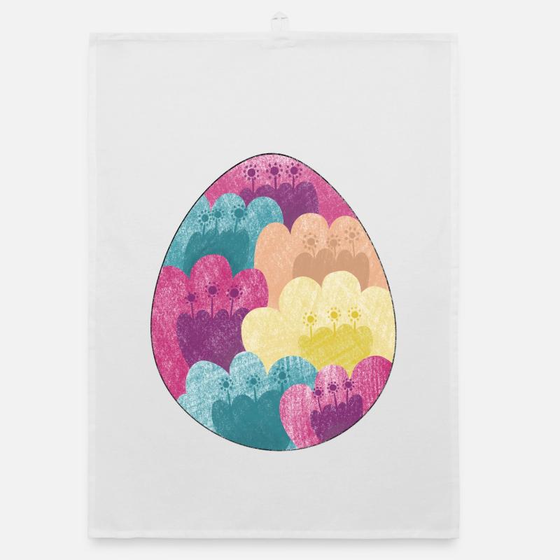 Colorful Easter egg with flower pattern Organic dish towel