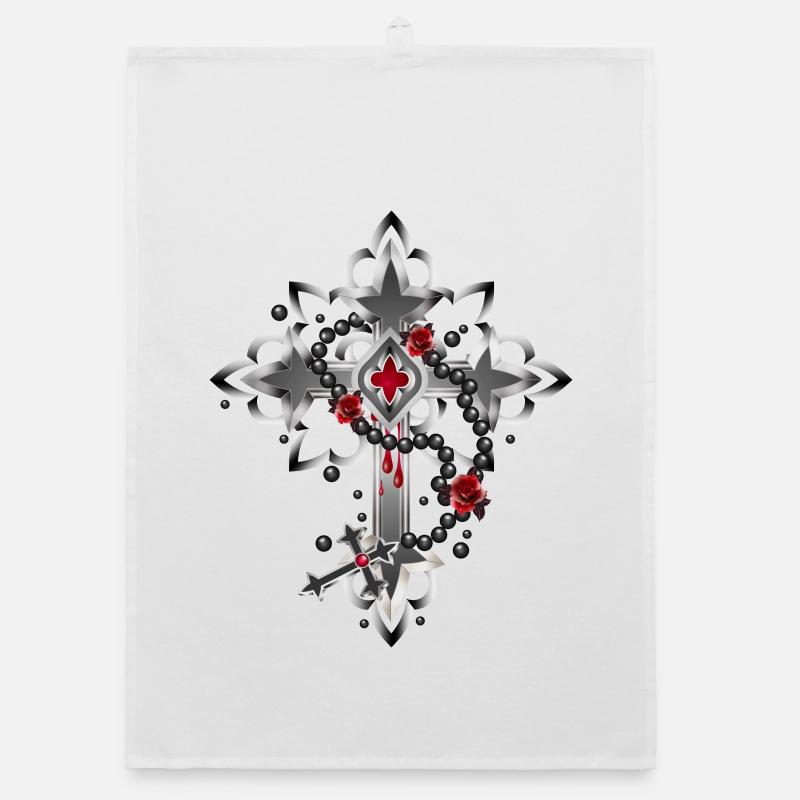 Croix faite d’éléments gothiques et chapelet Torchon bio