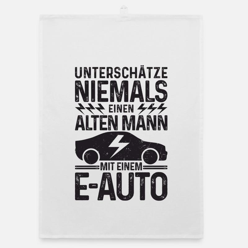 Unterschätze niemals einen Alten Mann mit E-Auto Organic Geschirrtuch