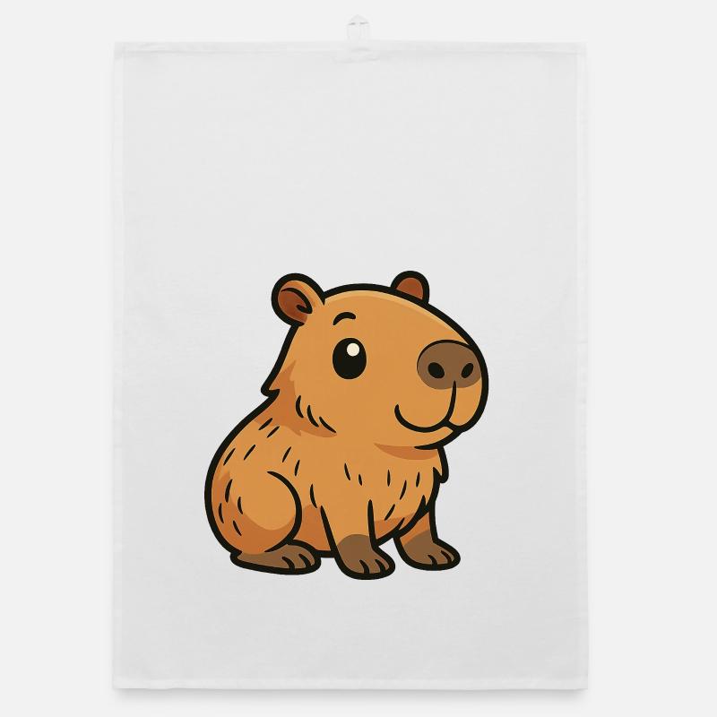 Cute Cartoon Capybara, cute and chill Organic dish towel