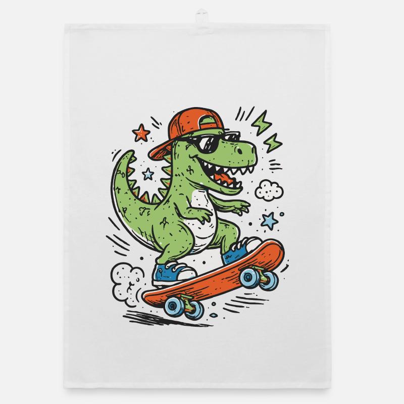 Crocodile on skateboard wearing cap Organic dish towel
