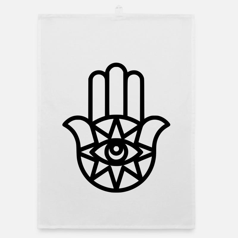 Silhouette de Fatima de la Main Hamsa - Torchon bio - blanc