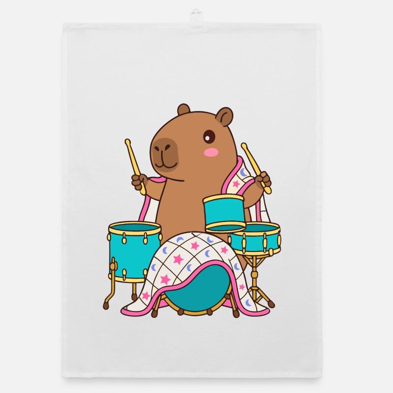 Drumming Capibara Parade - Petit Tambour Torchon bio