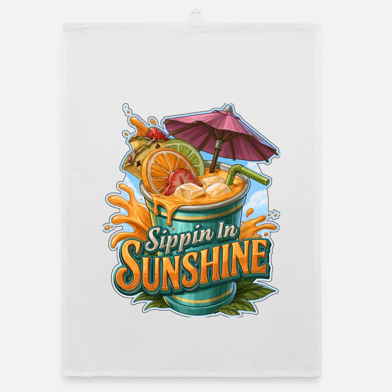 Sippin In Sunshine Tropical Fruit Cocktail Organic dish towel