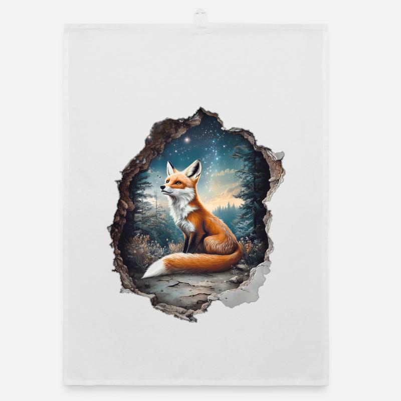 Fuchs Sterne Wald Organic Geschirrtuch