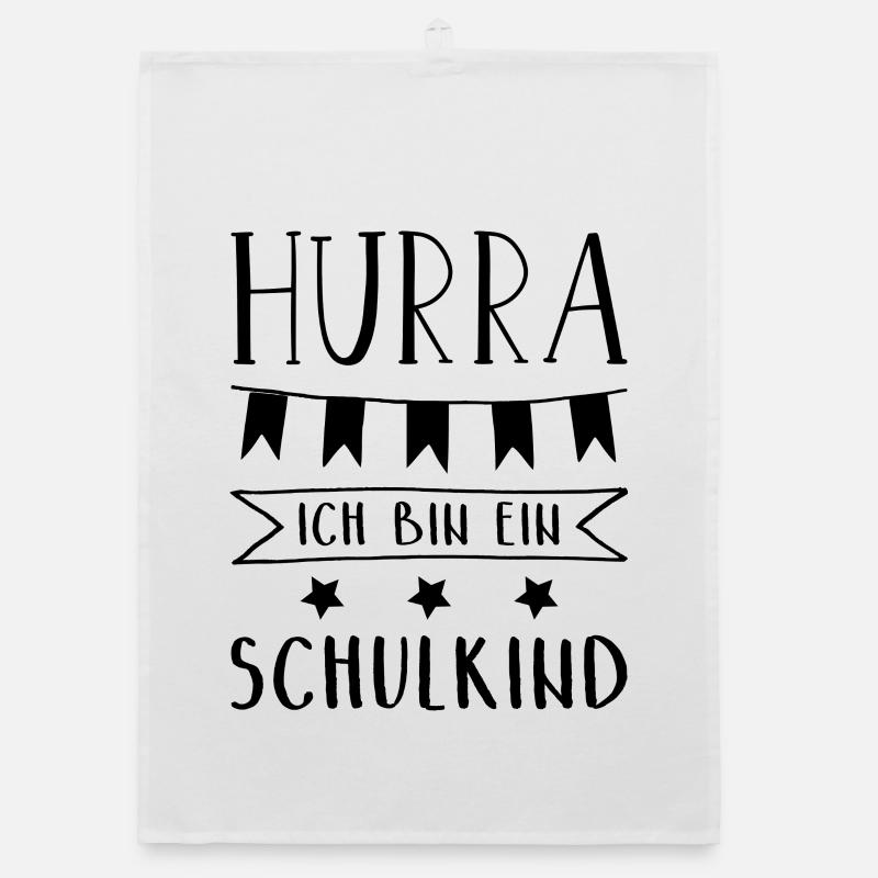 Hurra Ich bin ein Schulkind Einschulung Organic Geschirrtuch