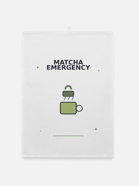 Matcha Notfall Sicherheits-Logo - Organic Geschirrtuch - Weiß - Vorne