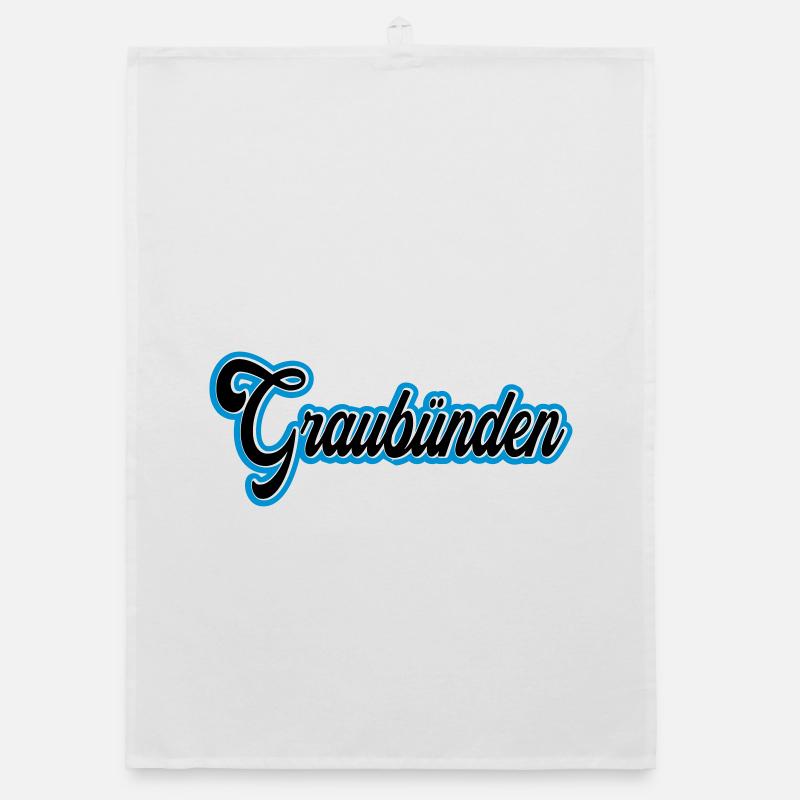 Graubünden Script with Blue Outline Organic dish towel