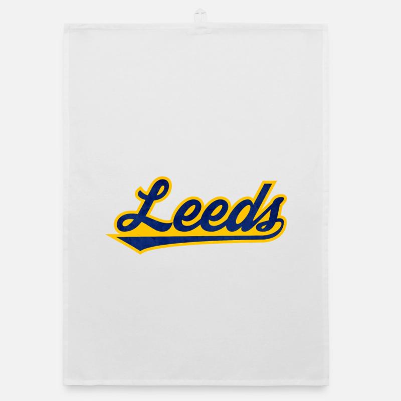 Leeds Script Logo Blau Gelb Organic Geschirrtuch