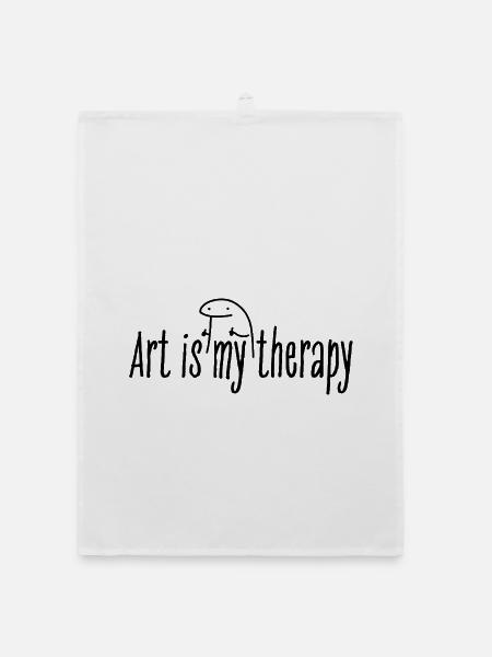 Art is my therapy - Organic Geschirrtuch - Weiß