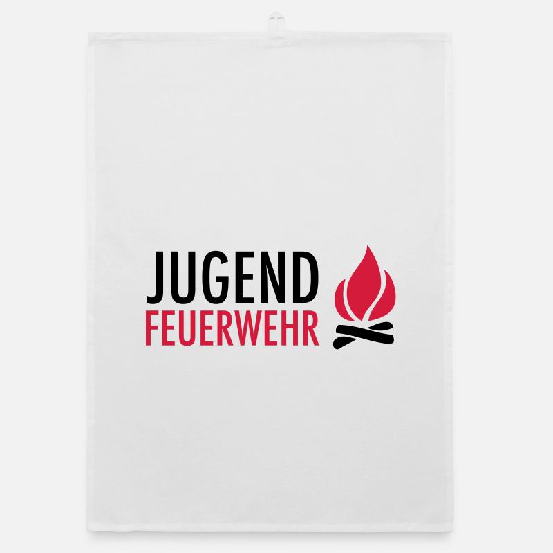 Young firefighters with flame Organic dish towel