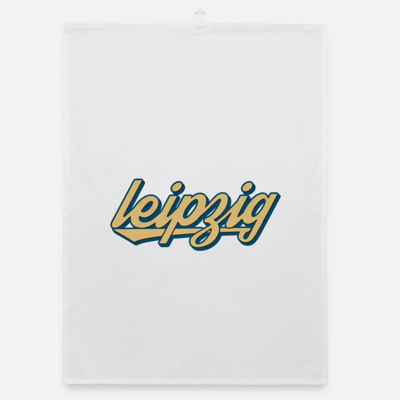 Leipzig Retro Script – Vintage Stadtlogo Organic Geschirrtuch