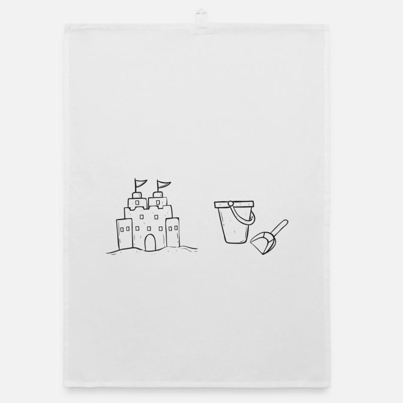 Château de sable Line Art Thème de la plage Torchon bio