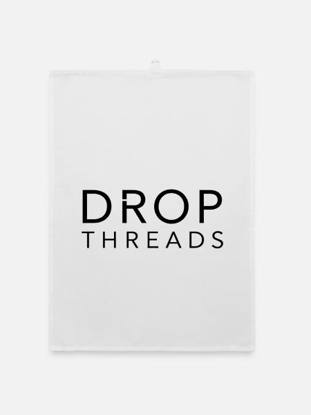 Drop Threads: Minimalist Typography - Organic dish towel - white - Front