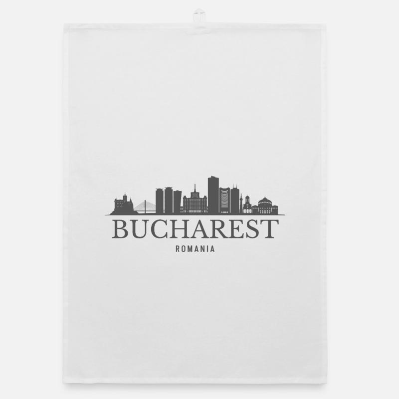 Silhouette de Bucarest Roumanie et silhouette de Bucarest Torchon bio