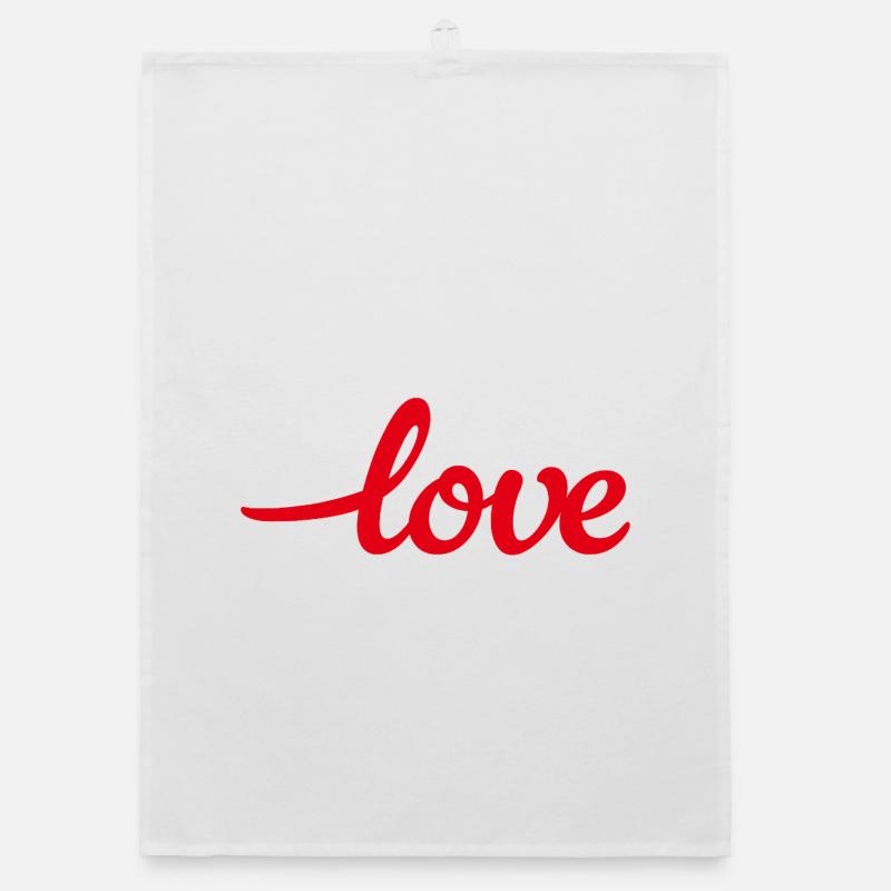 Hashtag Rouge Amour Écriture Minimaliste Torchon bio