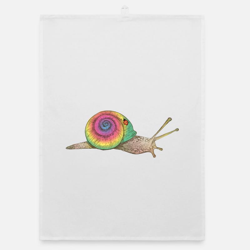colorful snail with rainbow shell Organic dish towel