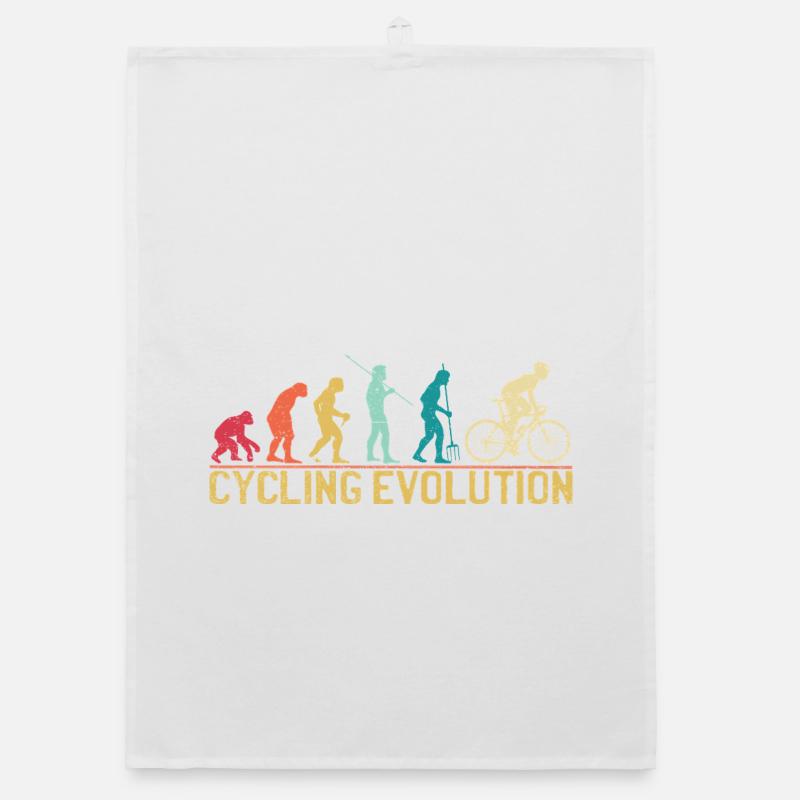 Illustration artistique de l'évolution du cyclisme - Torchon bio - blanc