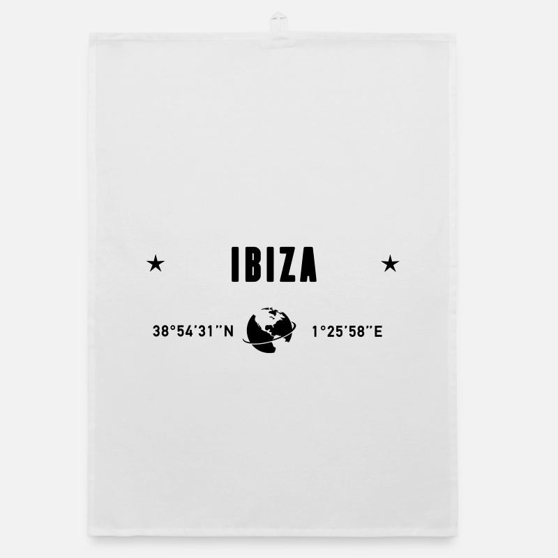 Ibiza Spain Coordinates Gps Globe Organic dish towel